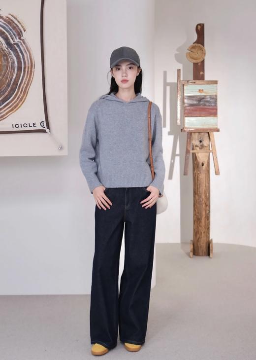 917-1 亏清 纯圆正 小禾重磅 康宝莱 灰色夹花羊绒 连帽针织衫 卫衣款针织 商品图5