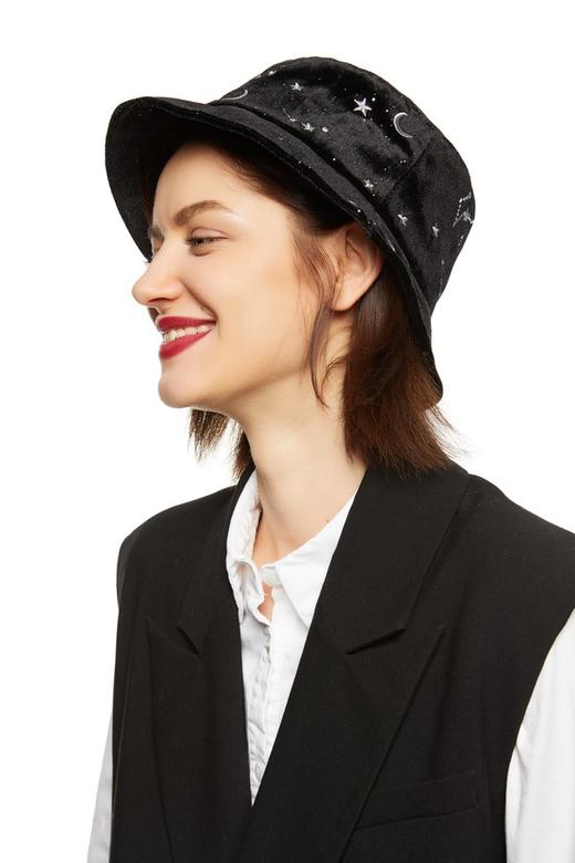 SUMMER & SAGE 星空刺绣黑色渔夫帽 8551 商品图0