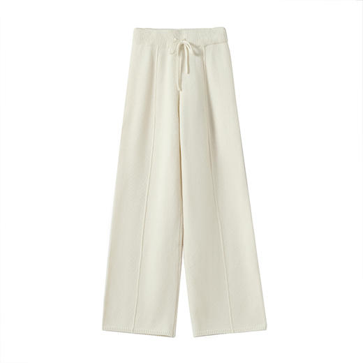 西嘉一条过冬高腰针织抽绳直筒羊毛阔腿长裤2024冬上新(货号:KZ2404083) 商品图4