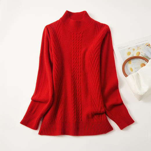罗蒙女士针织衫秋冬经典半高领舒适百搭套头女毛衣休闲通勤 商品图10