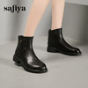 Safiya/索菲娅2024冬季真皮休闲圆头粗跟时尚百搭羊皮后拉链短踝靴 SF44116027 商品缩略图4