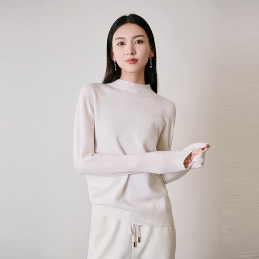 NEELLY纳俪商场同款冬季新款纯色内搭打底修身小立领针织衫毛衣女N24094A07779 商品图3