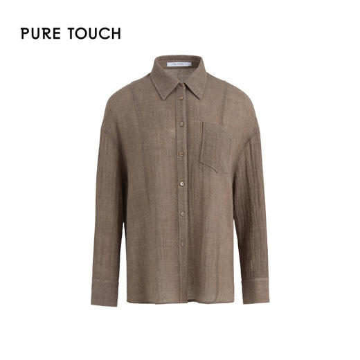 pure touch女士廓形焦石咖绵羊毛衬衫1301244420 商品图4