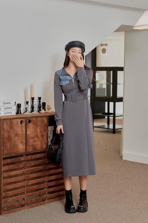 LNNNS 牛仔拼接卫衣束腰连衣裙 19525 商品图2