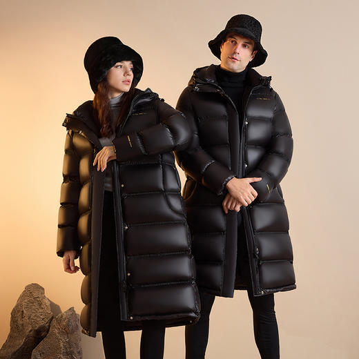 奢姿2024年冬季新款大码女装男女同款外套胖妹妹防风连帽羽绒服7344300228 商品图3