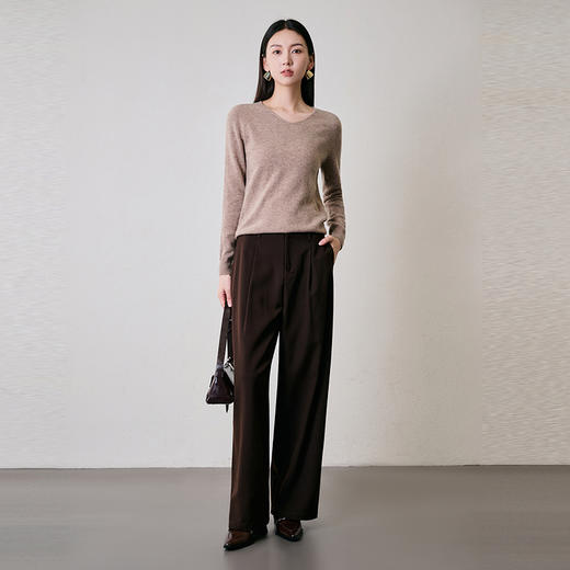 NEELLY纳俪商场同款冬季新款通勤100%绵羊毛V领打底针织衫毛衣女N24094A07778 商品图2