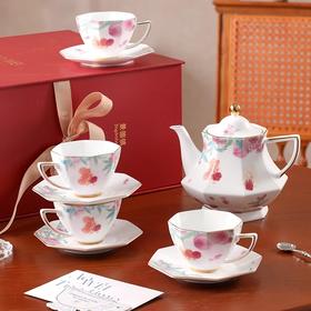 景德镇 奥唯 金玉满堂一壶四杯 茶壶茶杯 下午茶新婚送礼咖啡杯套装
