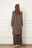 ESTELLICA 翻领学院棕色格纹拼接长大衣 19393 商品缩略图3