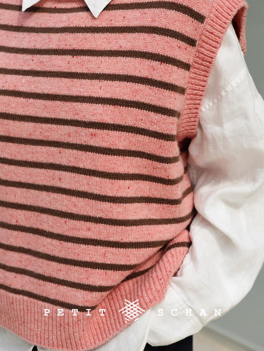 PETIT SCHAN小闪 CLO#629 Pop Rocks 跳跳糖 羊毛缤纷彩点纱圆领条纹背心 商品图7