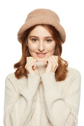 AVA 茶色羊羔毛渔夫帽 8561