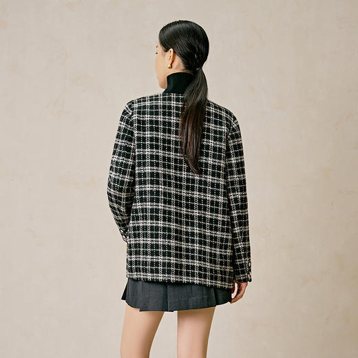 NEELLY纳俪商场同款冬季新款小香风格纹绵羊毛双面呢大衣外套女N23104N03306 商品图1