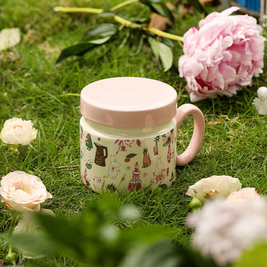 Moomin姆明杯子花茶杯陶瓷带盖马克杯家用粉色喝水杯子女生高颜值 商品图1