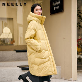 NEELLY纳俪商场同款冬季新款连帽立领中长款羽绒服女时尚简约通勤N24104L07746