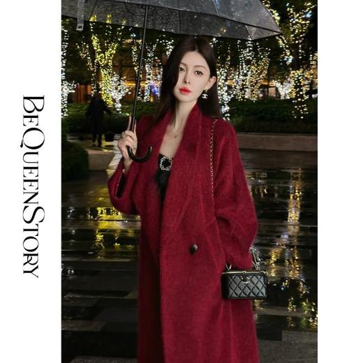 余潇潇红人上新【盛世女主角】马海毛绵羊毛混纺长款宽松大衣秋冬 商品图4