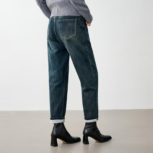 NEELLY纳俪商场同款冬季新款微弹锥型牛仔裤女高腰经典百搭长裤N23104H06637 商品图1