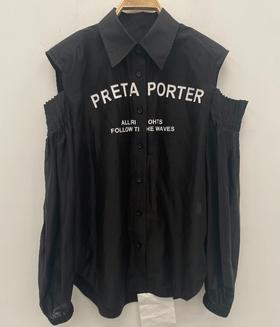 Z1-1翻领印字露肩长袖衬衫40801(黑) 秋季 243010760321