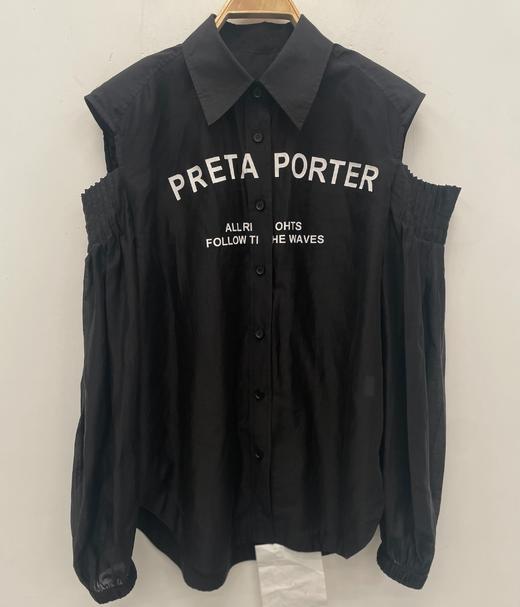 Z1-1翻领印字露肩长袖衬衫40801(黑) 秋季 243010760321 商品图0