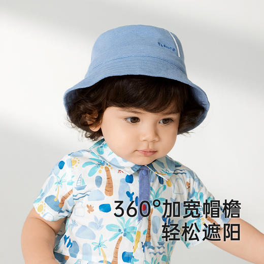 英氏婴儿帽子春夏季男童帽子2025新款男宝宝渔夫帽休闲百搭牛仔帽 商品图3