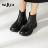 Safiya/索菲娅2024冬季休闲圆头粗跟时尚百搭羊皮后拉链短踝靴 SF44116026 商品缩略图4