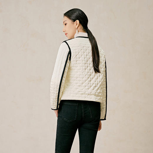 NEELLY纳俪商场同款冬季新款白色菱格短款棉衣女通勤轻薄棉服外套N23104K03309 商品图1