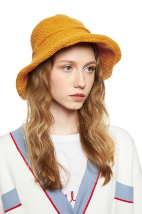 AVA 蝴蝶结系带黄色渔夫帽 8266