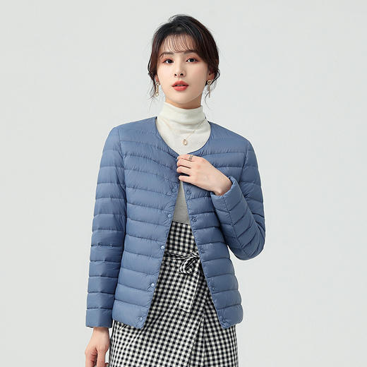 幸运鹿 女款 V领600蓬90白鸭绒排骨羽绒服 商品图1