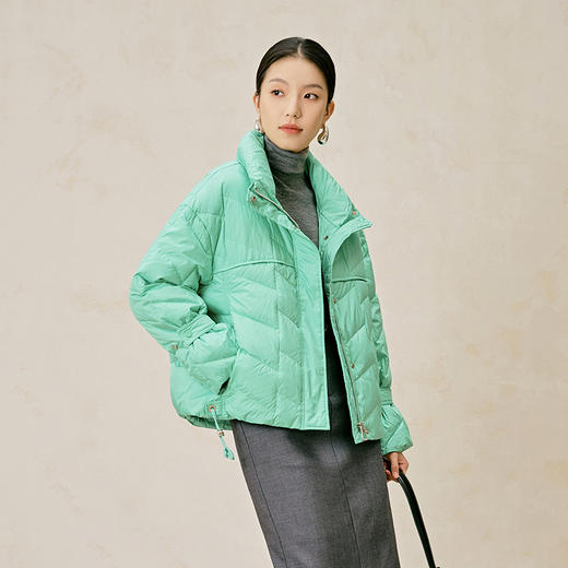 NEELLY纳俪商场同款冬季新款绿色短款小个子立领保暖羽绒服外套女N23124L07793 商品图3