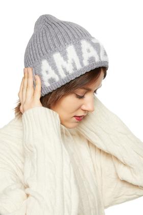 AVA 灰色字母logo针织帽 8556
