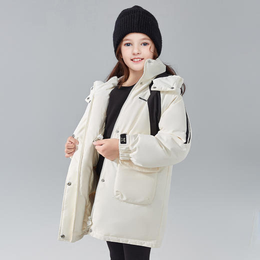 笛莎Deesha女童羽绒服2024冬季新款宝宝连帽中长款羽绒服 商品图1