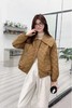LNNNS 棕色几何格纹拼接棉服夹克外套 19338 商品缩略图0