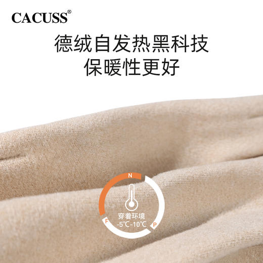 CACUSS冬季时尚多彩德绒手套女 加绒保暖纤细修长 防风防寒 拇指食指可触屏 商品图1