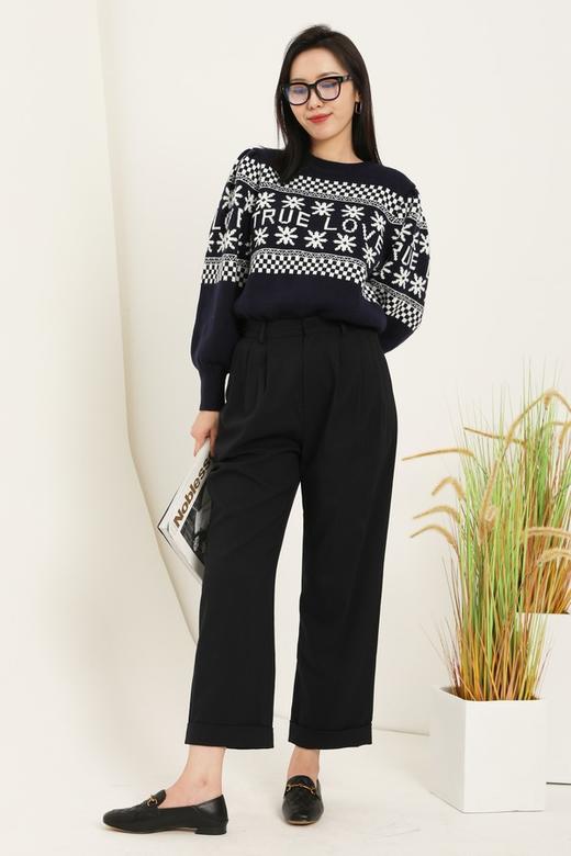 ANSUABEL 趣味标语花朵格纹针织上衣 14888 商品图3