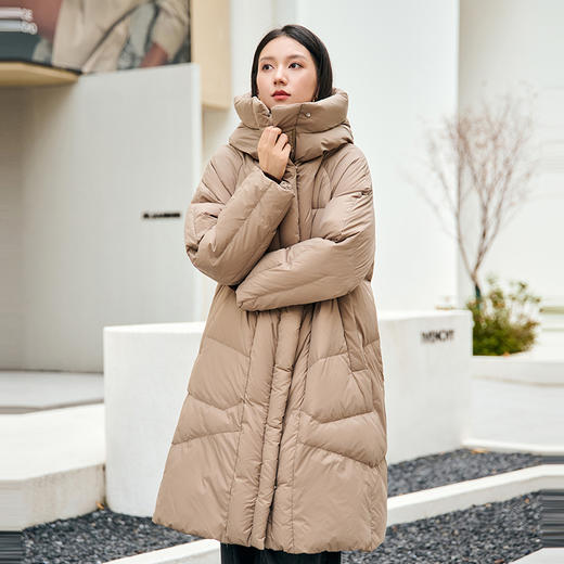 NEELLY纳俪商场同款冬季新款连帽立领中长款羽绒服女时尚简约通勤N24104L07746 商品图3