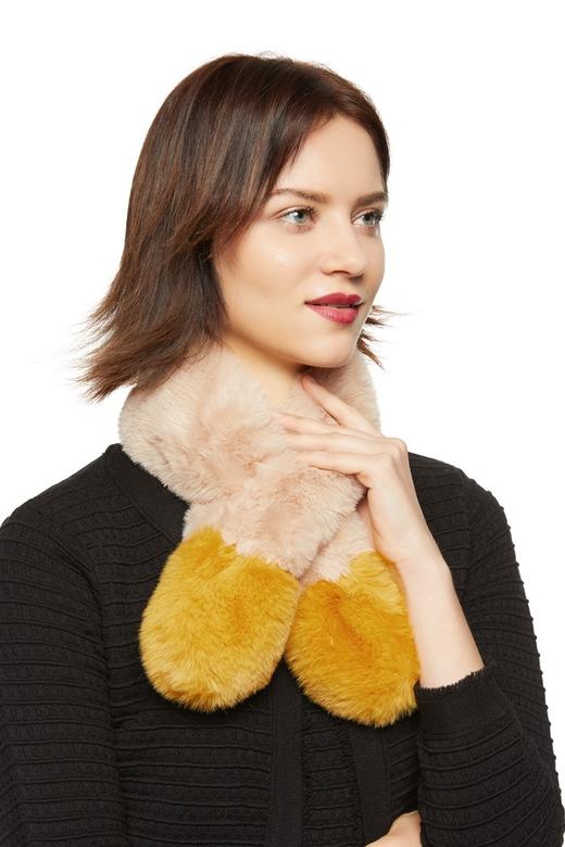 SUMMER & SAGE 双色拼接短毛围巾 8424 商品图0