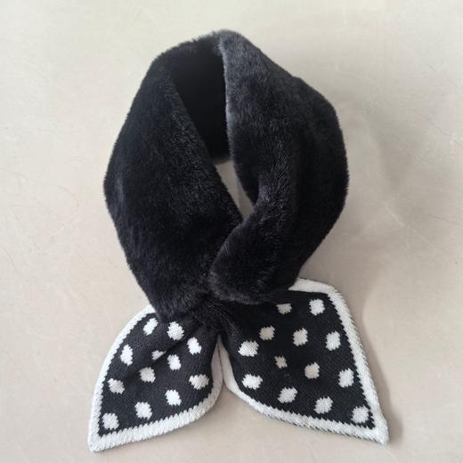 【韩版波点交叉围巾，甜美保暖】围巾女冬款 韩版波点交叉毛绒 甜美保暖 秋冬学生围脖 仿兔毛围巾-QQ 商品图7