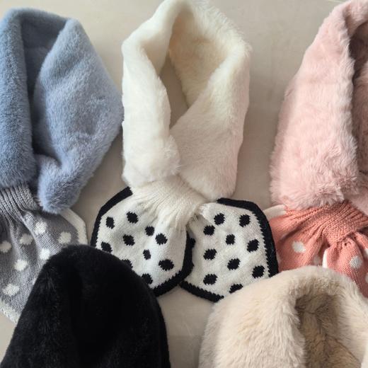 【韩版波点交叉围巾，甜美保暖】围巾女冬款 韩版波点交叉毛绒 甜美保暖 秋冬学生围脖 仿兔毛围巾-QQ 商品图3