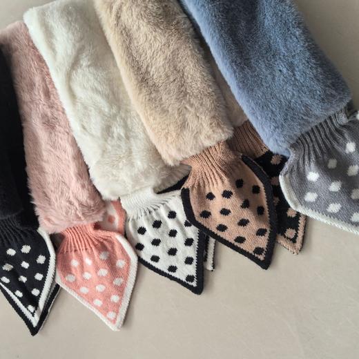 【韩版波点交叉围巾，甜美保暖】围巾女冬款 韩版波点交叉毛绒 甜美保暖 秋冬学生围脖 仿兔毛围巾-QQ 商品图1