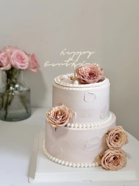 6寸+4寸 | 卡布奇诺鲜花小双层蛋糕
