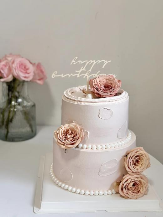 6寸+4寸 | 卡布奇诺鲜花小双层蛋糕 商品图0