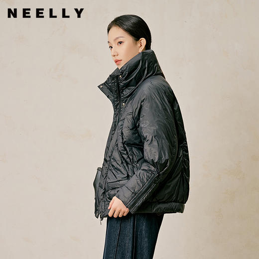 NEELLY纳俪商场同款冬季新款立领短款羽绒服简约设计感面包服女N23114L07756 商品图0