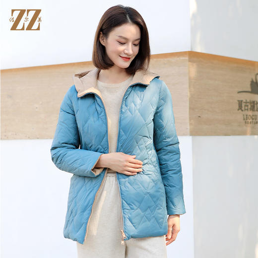 佐尔美冬季新款 气质通勤菱形格双面穿羽绒服女E34YY23 商品图2