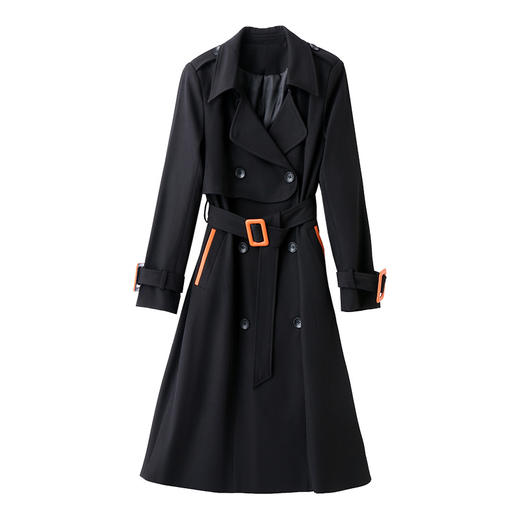 春秋季时尚简约大方气质优雅收腰长款女式风衣送腰带HMQY2812 商品图4