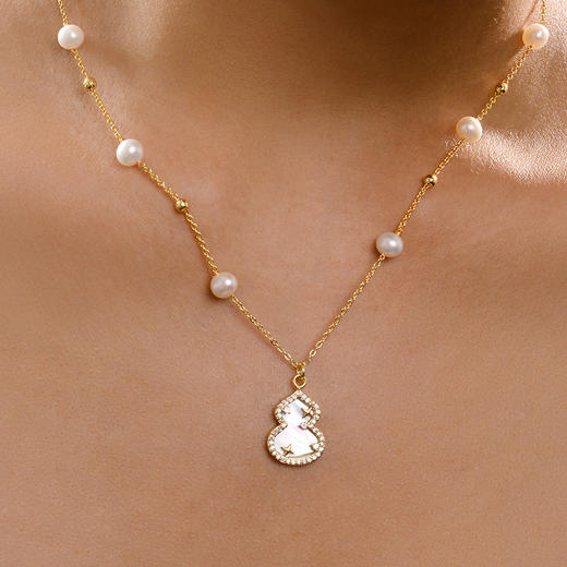 Manreya玛芮雅“珠连福禄”法式珍珠贝母项链气质高雅项链 商品图5