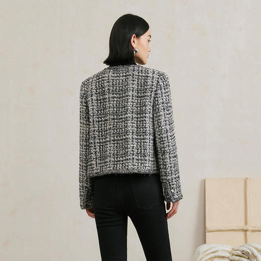 NEELLY纳俪商场同款冬季新款粗花呢小香风羊毛混纺正肩短外套女N24103C01079 商品图1