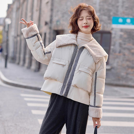 HR-HSYL2873翻领羽绒服短款白鸭绒面包服时尚小个子女装冬新款潮羽绒服 商品图0