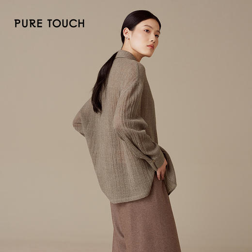 pure touch女士廓形焦石咖绵羊毛衬衫1301244420 商品图2