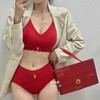 【新年限定❗️兔女郎文胸套装】桑蚕丝底档，心机小波浪增加甜美感！蛇年大红女士无痕本命年结婚无钢圈聚拢内衣礼盒装新年年货礼盒 商品缩略图0