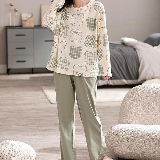 芬腾女士睡衣春秋季长袖纯棉套装夏天少女可爱甜美外穿全棉家居服 商品图4