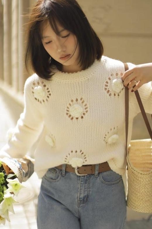 Stay2Weeks 立体编织花朵镂空针织上衣 19166 商品图3