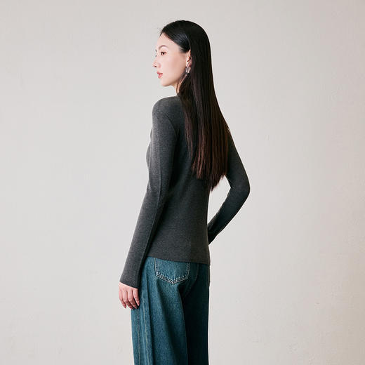 NEELLY纳俪商场同款冬季新款绵羊毛套头圆领针织衫气质通勤毛衣女N24104A06616 商品图1